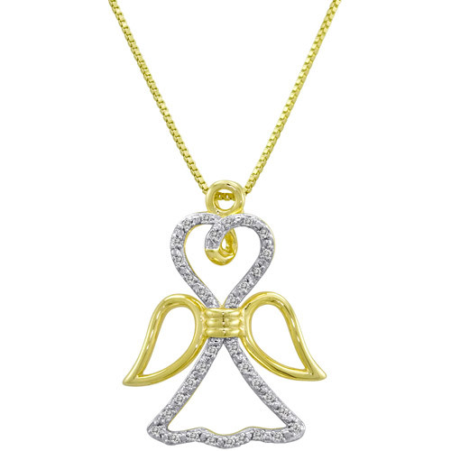 银金钻石天使吊坠项链